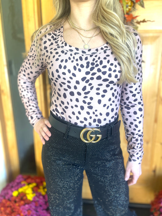 Leopard Scoop Neck Bodysuit